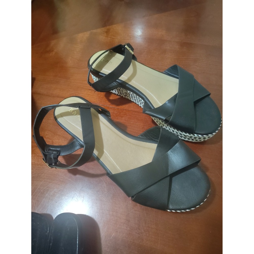 Bamboo Infinity-38 S Womens Black Espadrille Platform Wedge Sandals Size 9
